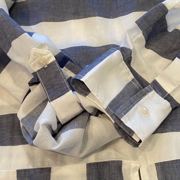 levi womans blouse stripe button Front Blue White - Picture 9 of 11